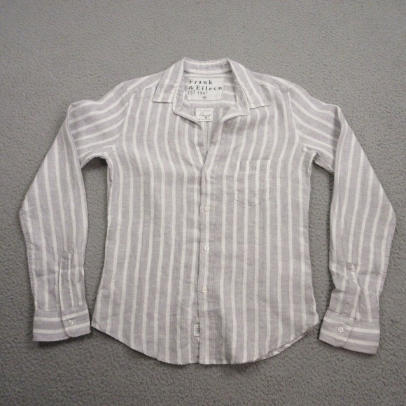 Frank & Eileen Womens "Barry" Classic Linen Tailored Fit Shirt size XS Striped‎ - Picture 1 of 11